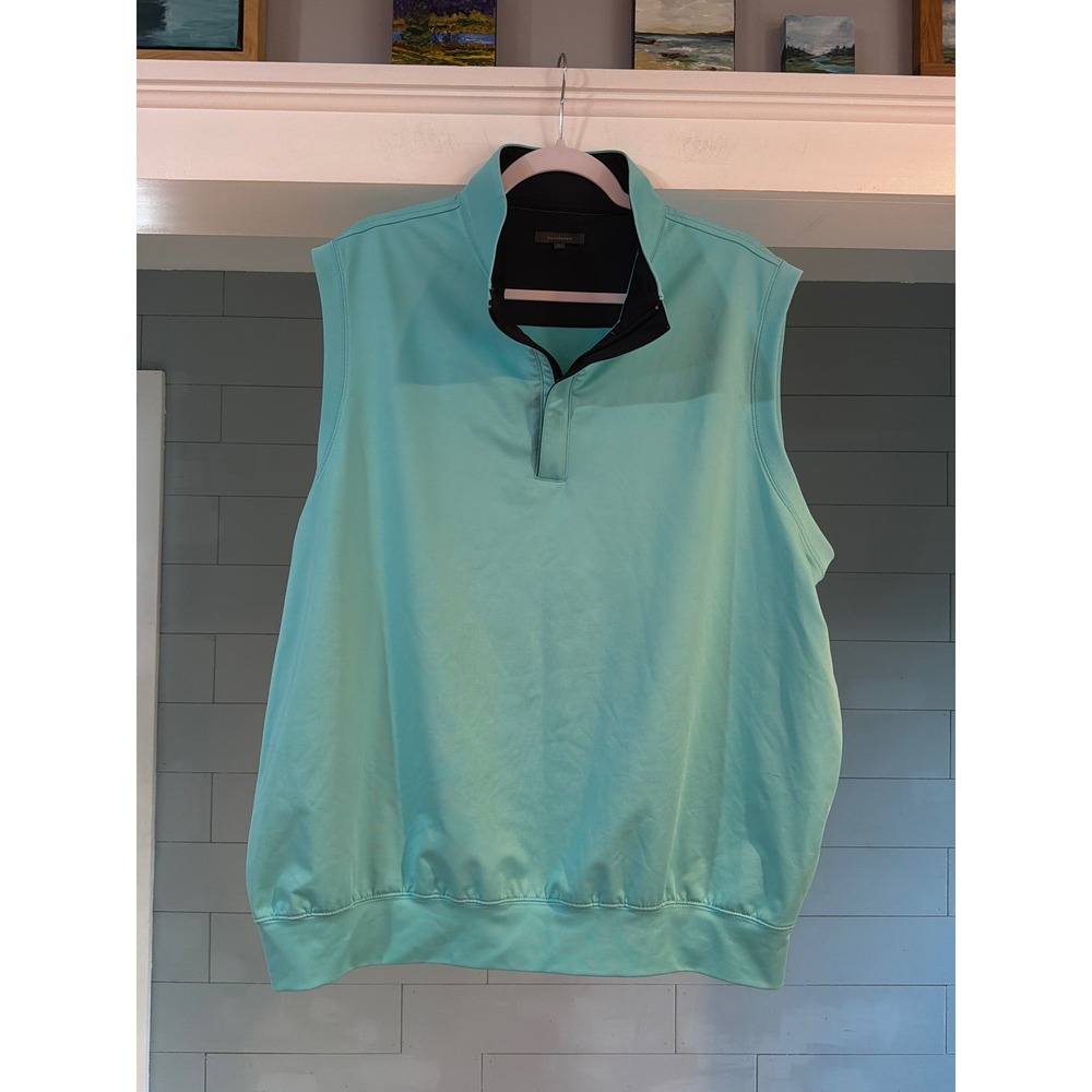 Turtleson Mens Aqua Blue Quarter Zip Performance Golf Vest Large